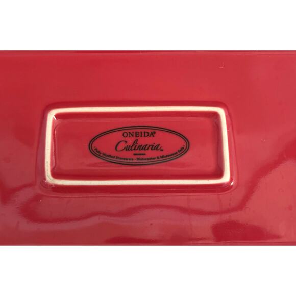 Oneida Culinaria Stoneware - Chili Red - Bread Tray Platter - 7.5" X 13" QUALITY - Picture 4 of 4